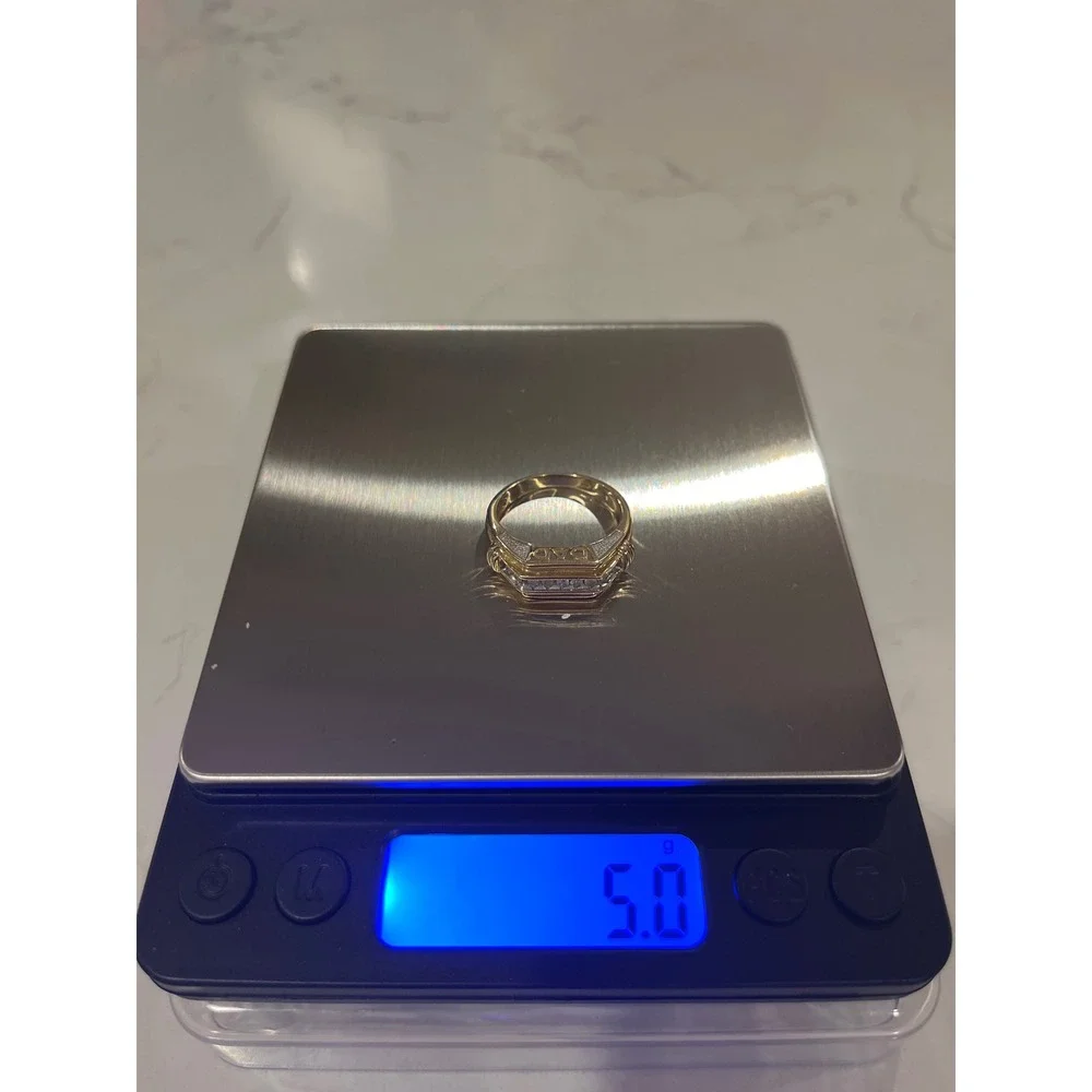 Mens Diamond Ring 10K Yellow Gold DAD Accent Size 9.5‎ Father Birthday 4 Grams